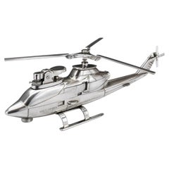 Vintage 1970s Japanese Chrome Huey Cobra Helicopter Table Lighter