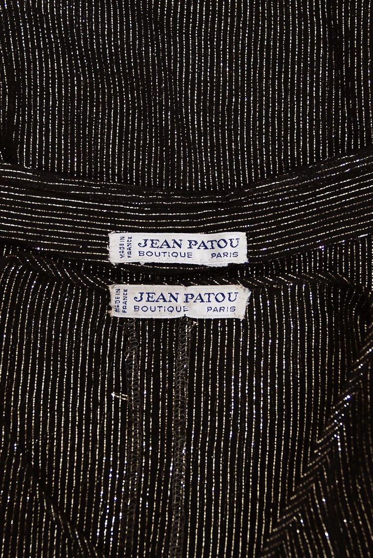 Vintage 1970's Jean Patou Sheer Metallic Lurex Silk Full-Length Jacket Pantsuit  For Sale 11