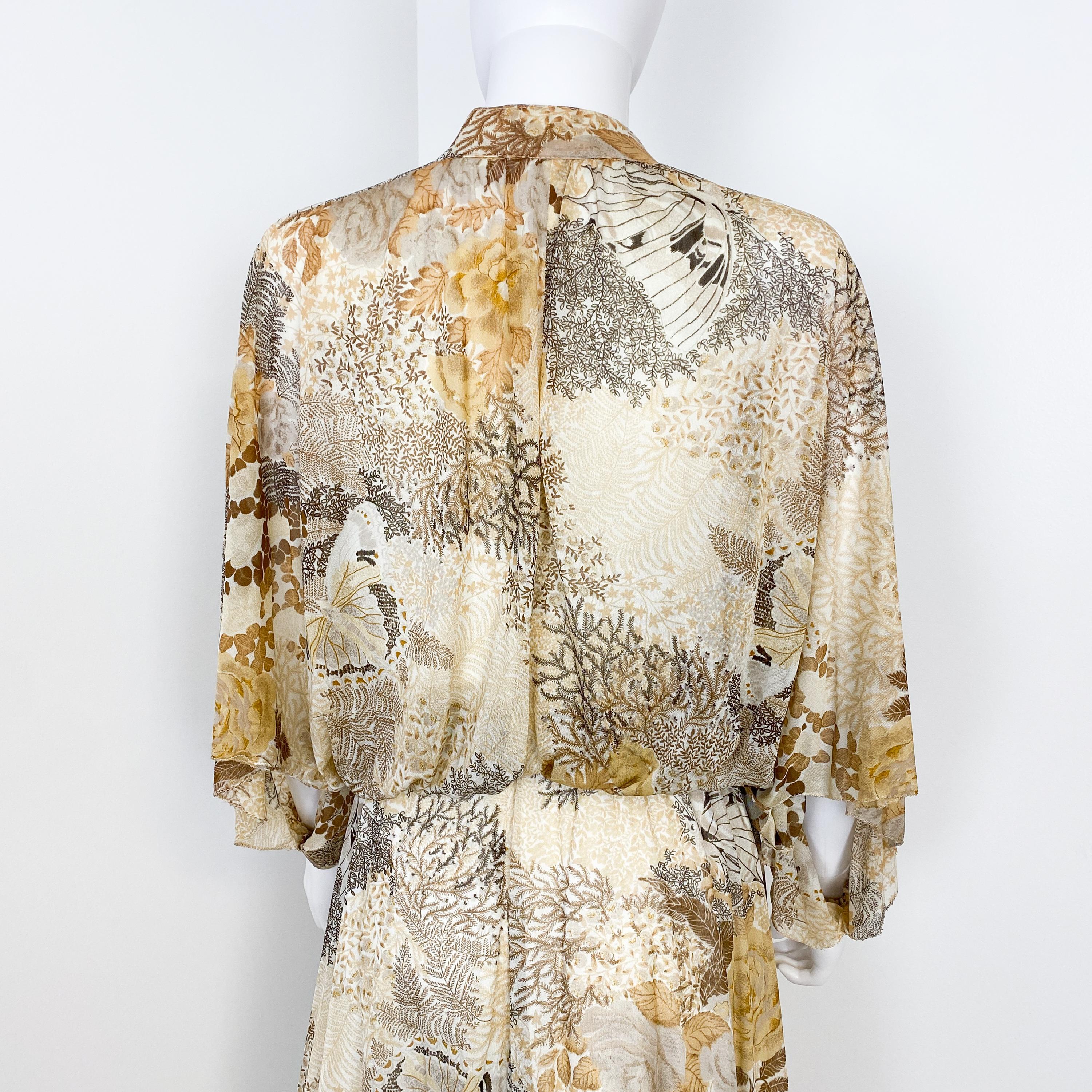 Robe en mousseline de jersey des années 1970 avec manches ouvertes en forme d'ailes de bœuf Taille 8/10 en vente 5