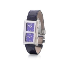 Vintage 1970s Kutchinsky Dual Time Stainless Steel Watch, Twin Blue Dials