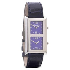 Vintage 1970s Kutchinsky Dual Time Stainless Steel Watch, Twin Blue Dials
