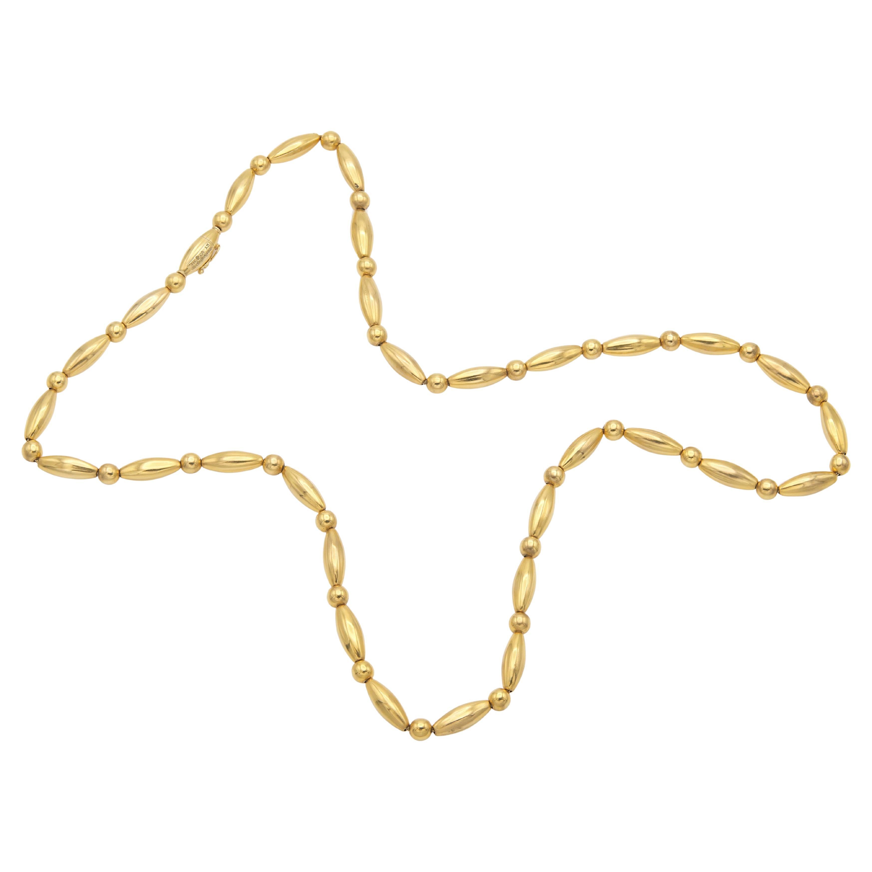 Vintage 1970s Lalaounis Gold Long Necklace For Sale