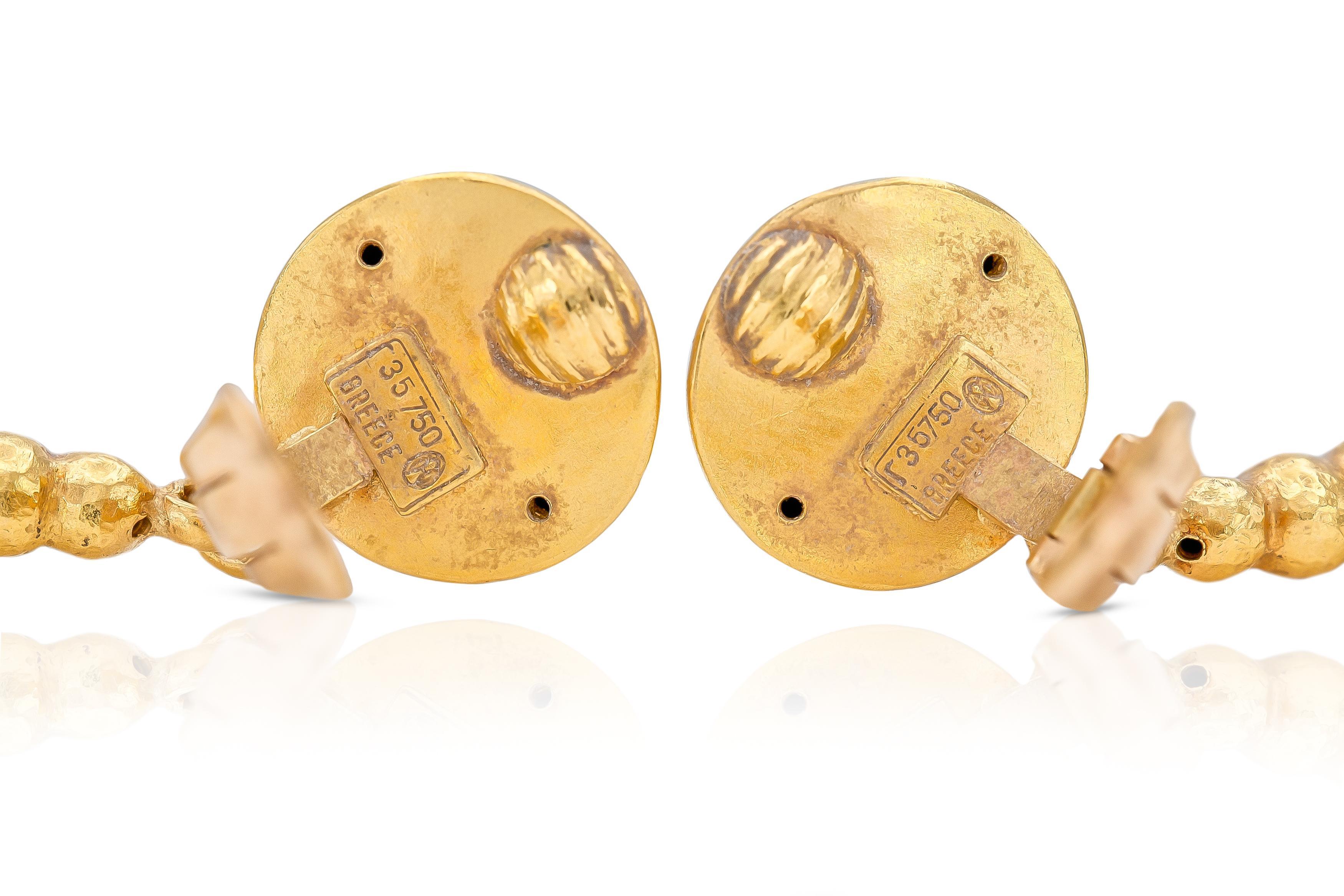 Boucles d'oreilles pendantes en forme de bulles Hammer, Vintage 1970 Lalaounis Pour femmes en vente