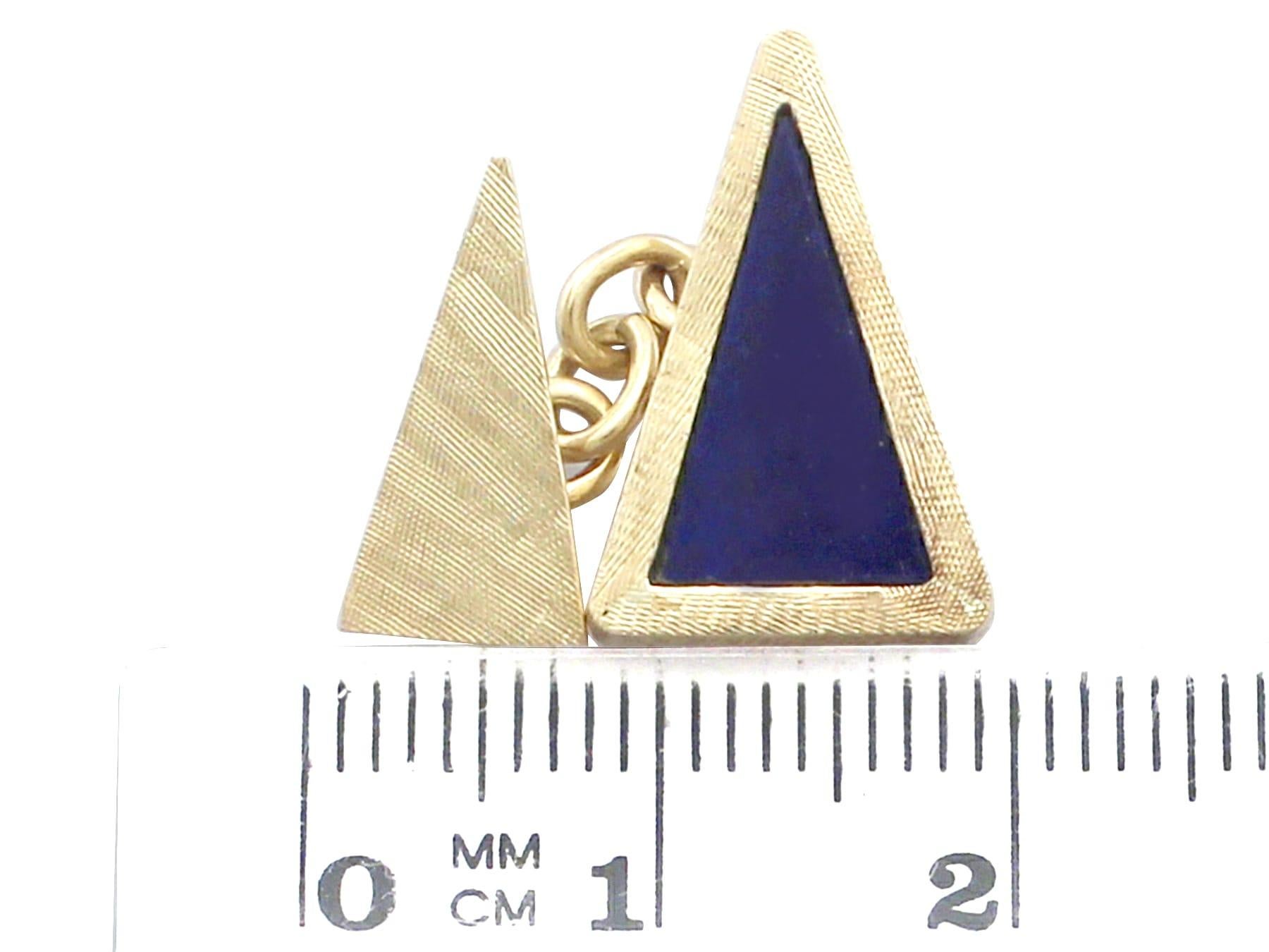 Men's Vintage 1970s Lapis Lazuli and Yellow Gold Cufflinks For Sale