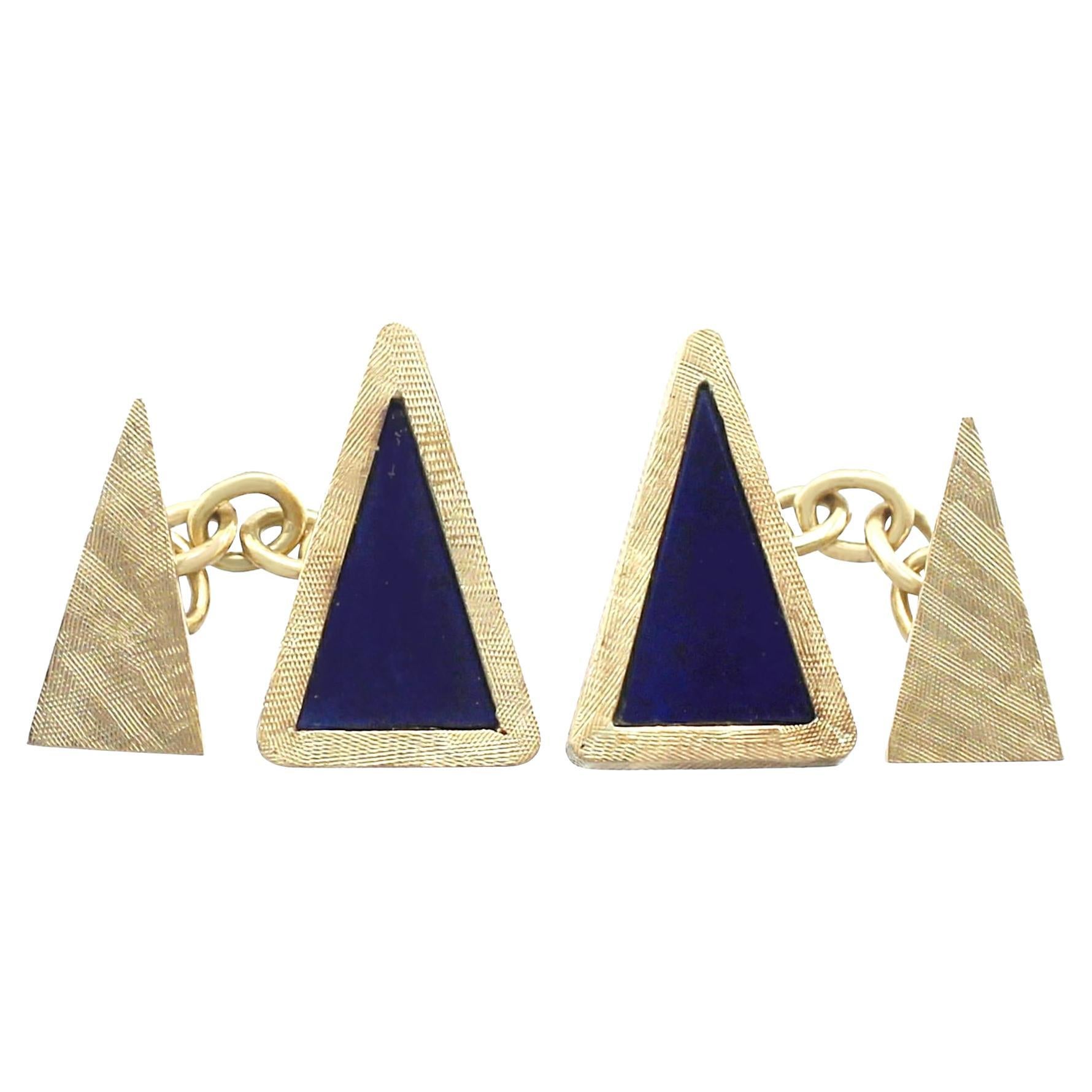 1970s Lapis Lazuli and Yellow Gold Cufflinks