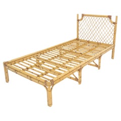Vintage 1970s Large Bamboo Chaise Lounge Daybed Frame MINT!