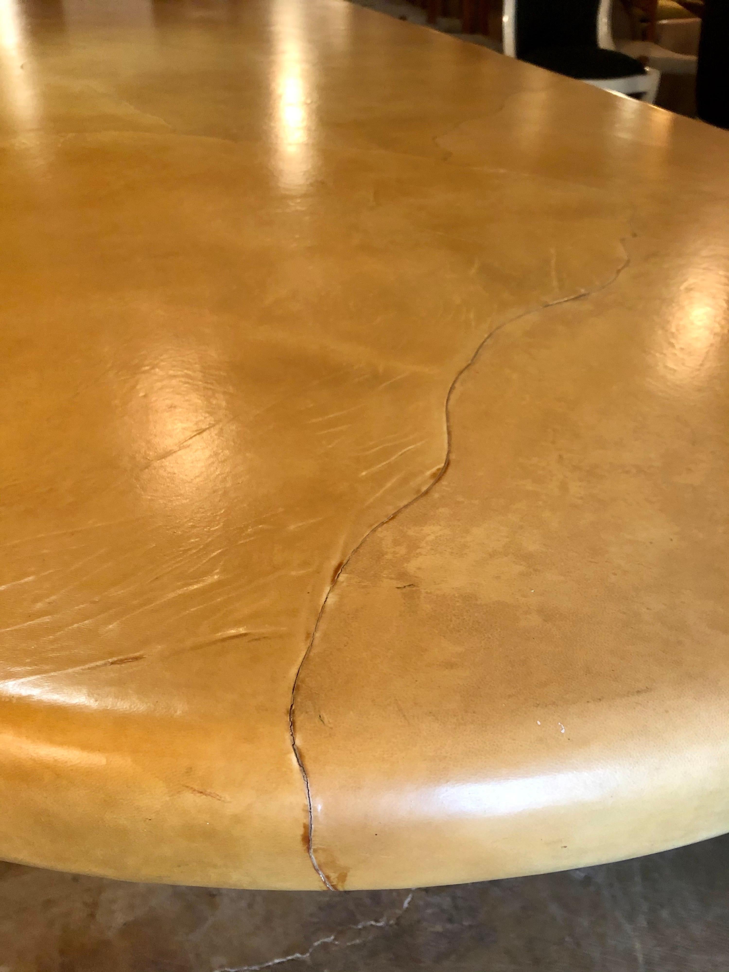 Vintage 1970s Large Goatskin and Chrome Dining Table Attrib. Karl Springer In Good Condition In San Antonio, TX