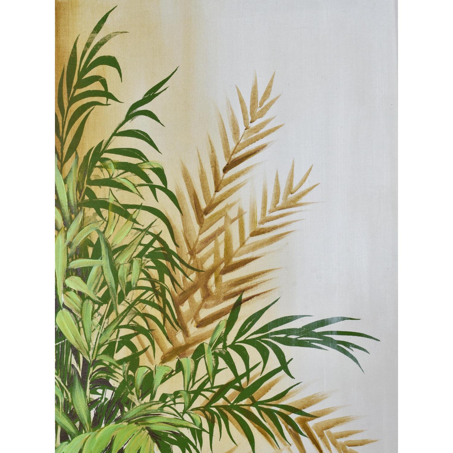 Late 20th Century Vintage 1970s Large Green and White House Plant Painting by DeLongprie For Sale