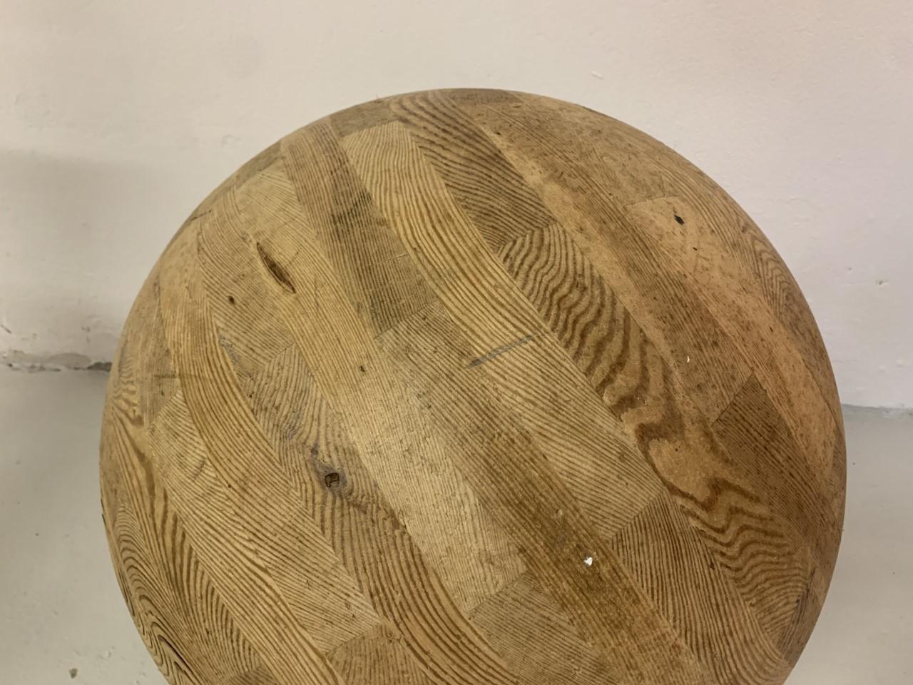 Modern Vintage 1970s Large Wooden Circus Ball Decorative Object For Sale