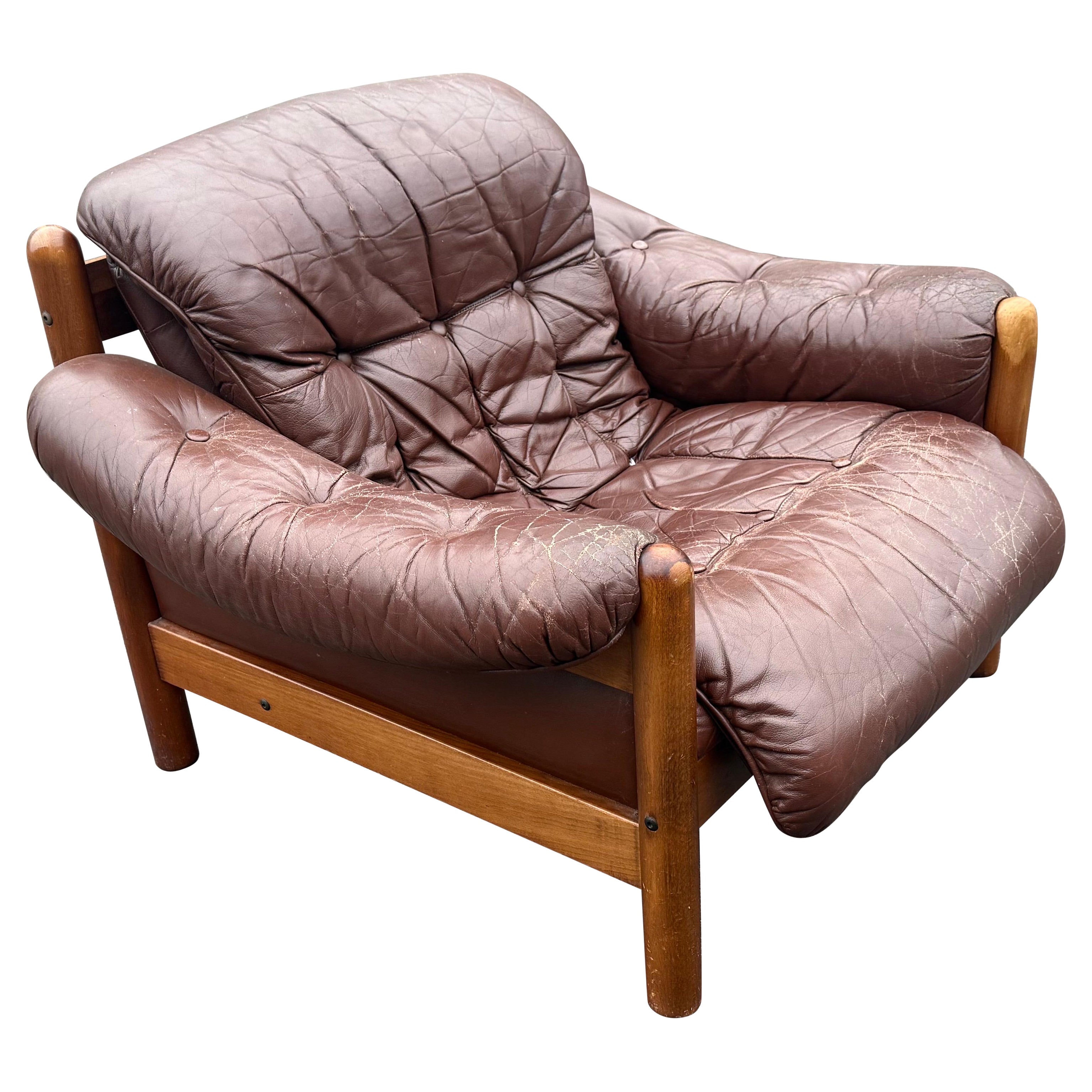 Vintage anni 
70  Sedia da salotto in pelle di Gote Mobler, Svezia in vendita