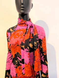 Vintage 1970’s Leonard Paris brightly coloured floral print silk mini dress