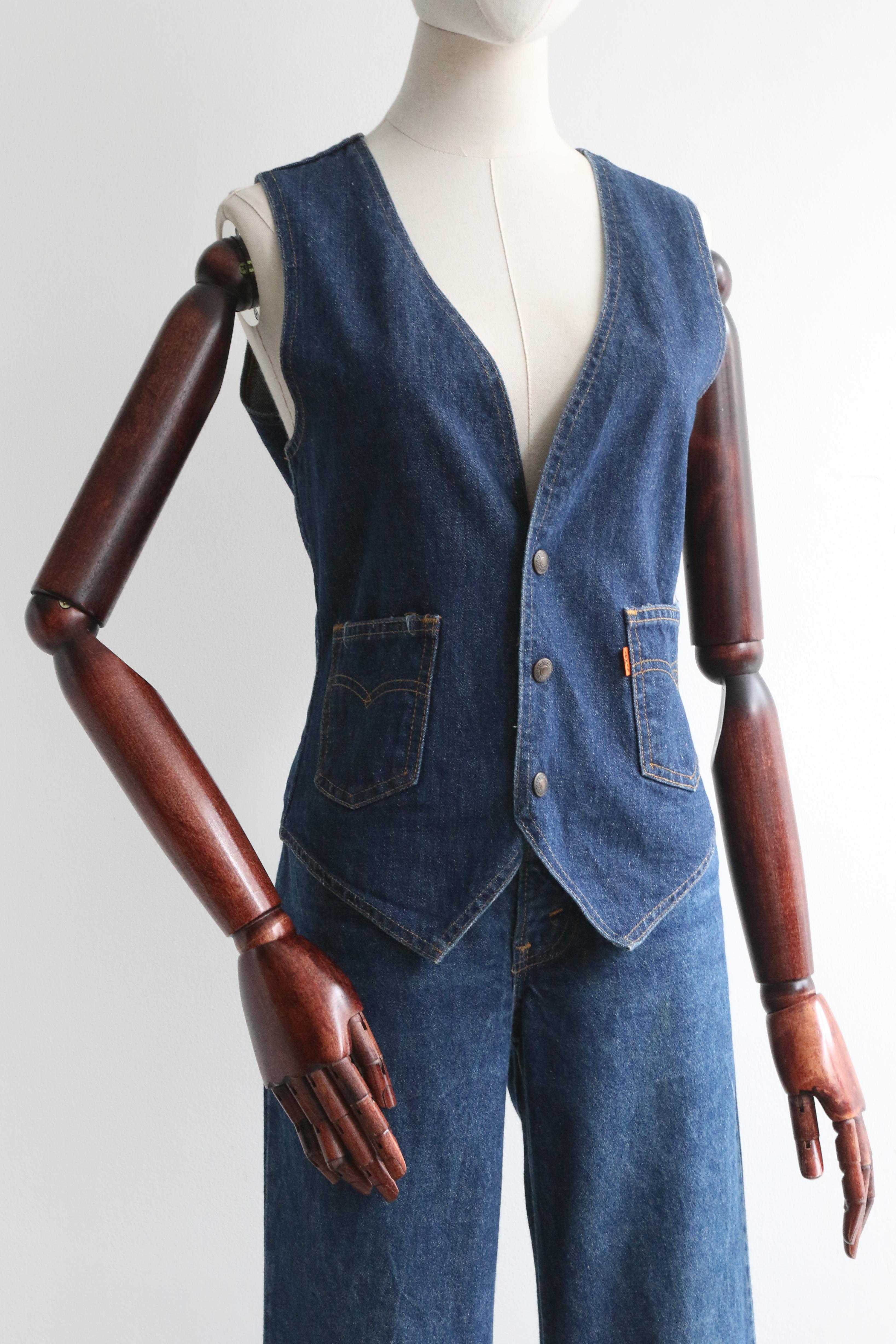 Women's Vintage 1970's Levi's Orange Tab High Rise Flare Jeans And Matching Waistcoat
