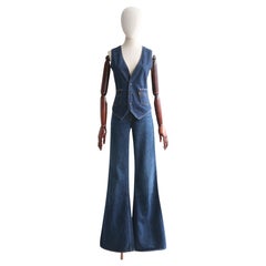 Vintage 1970's Levi's Orange Tab High Rise Flare Jeans And Matching Waistcoat