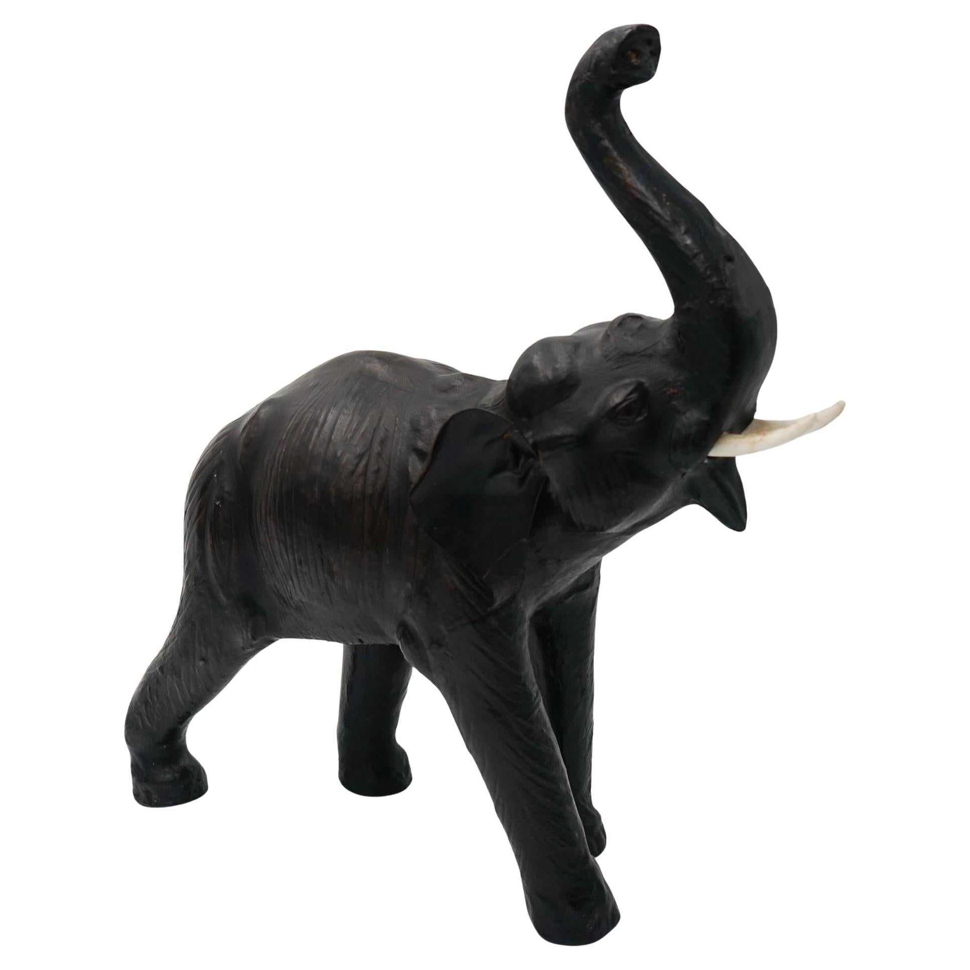 VINTAGE 1970
s Liberty 
Co London AGED LEATHER ELEPHANT DECORATIVE SCULPTURE