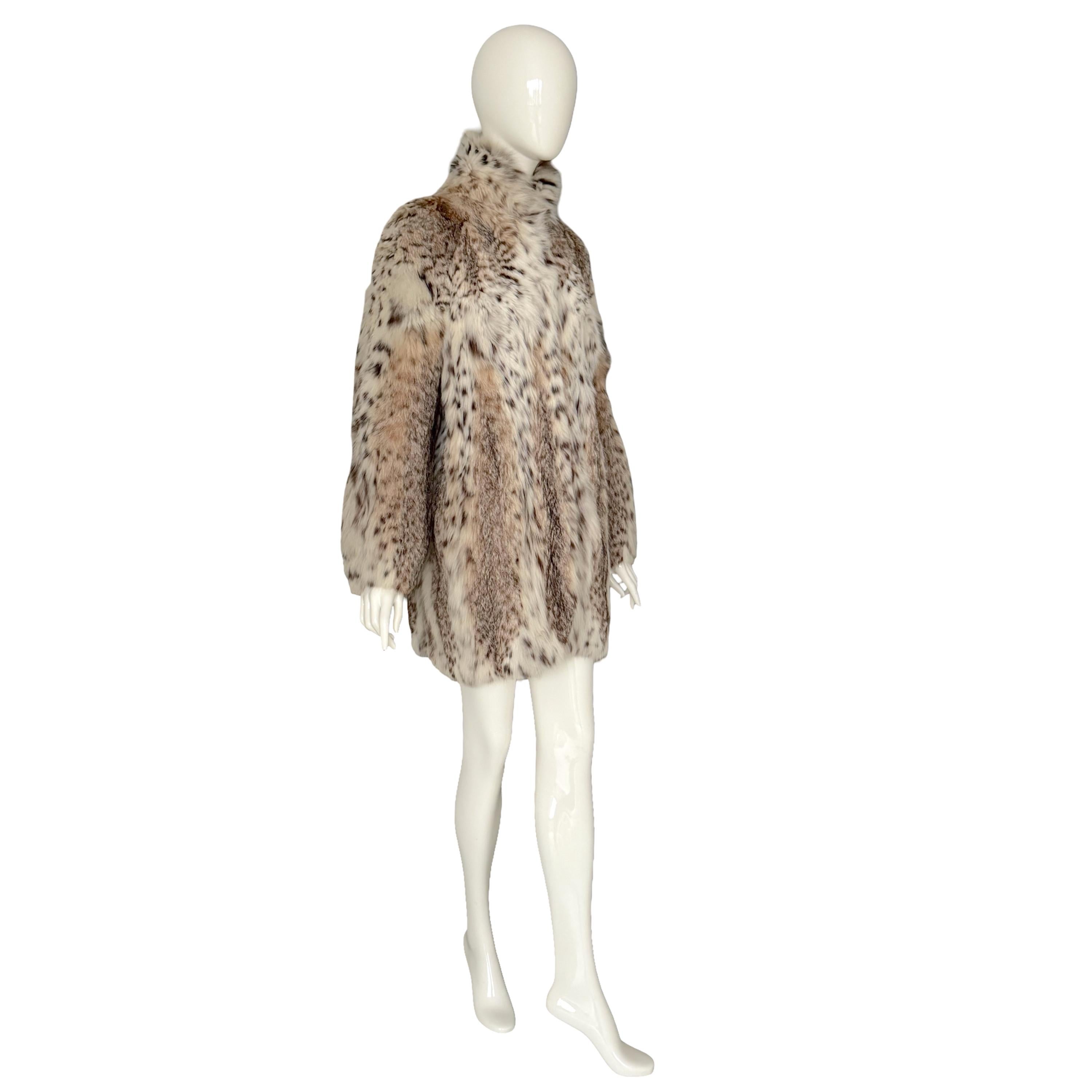 Vintage anni '70: cappotto leggero in pelliccia di lince in vendita 5