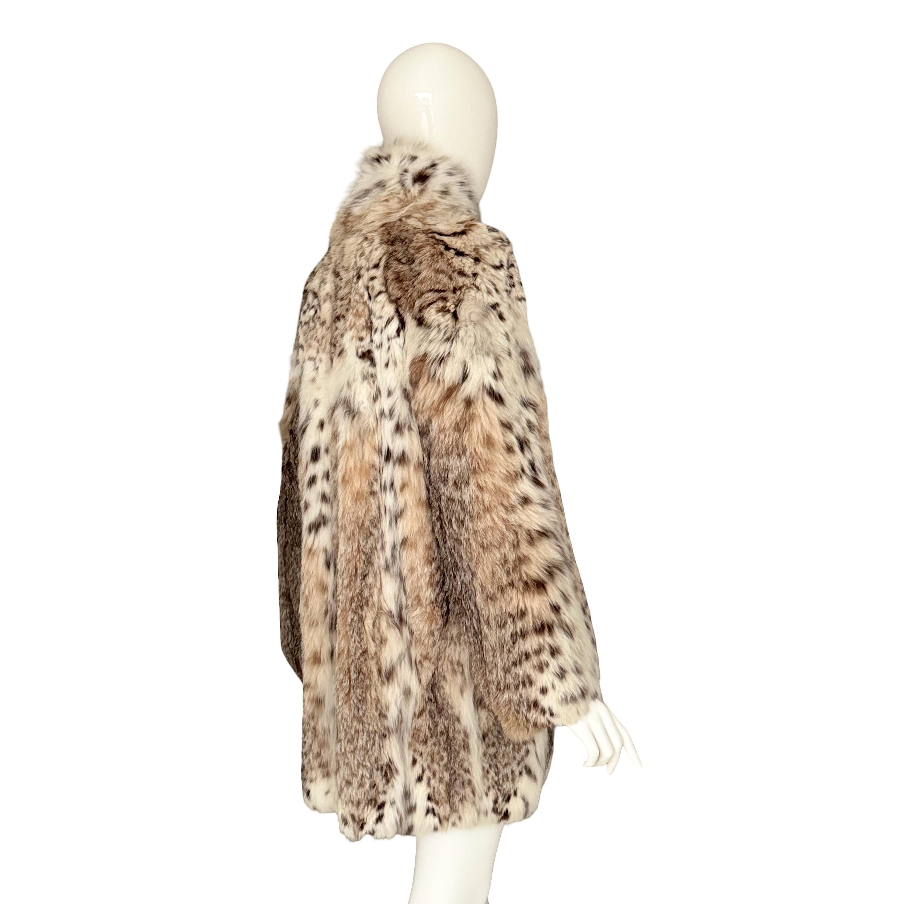 Donna Vintage anni '70: cappotto leggero in pelliccia di lince in vendita