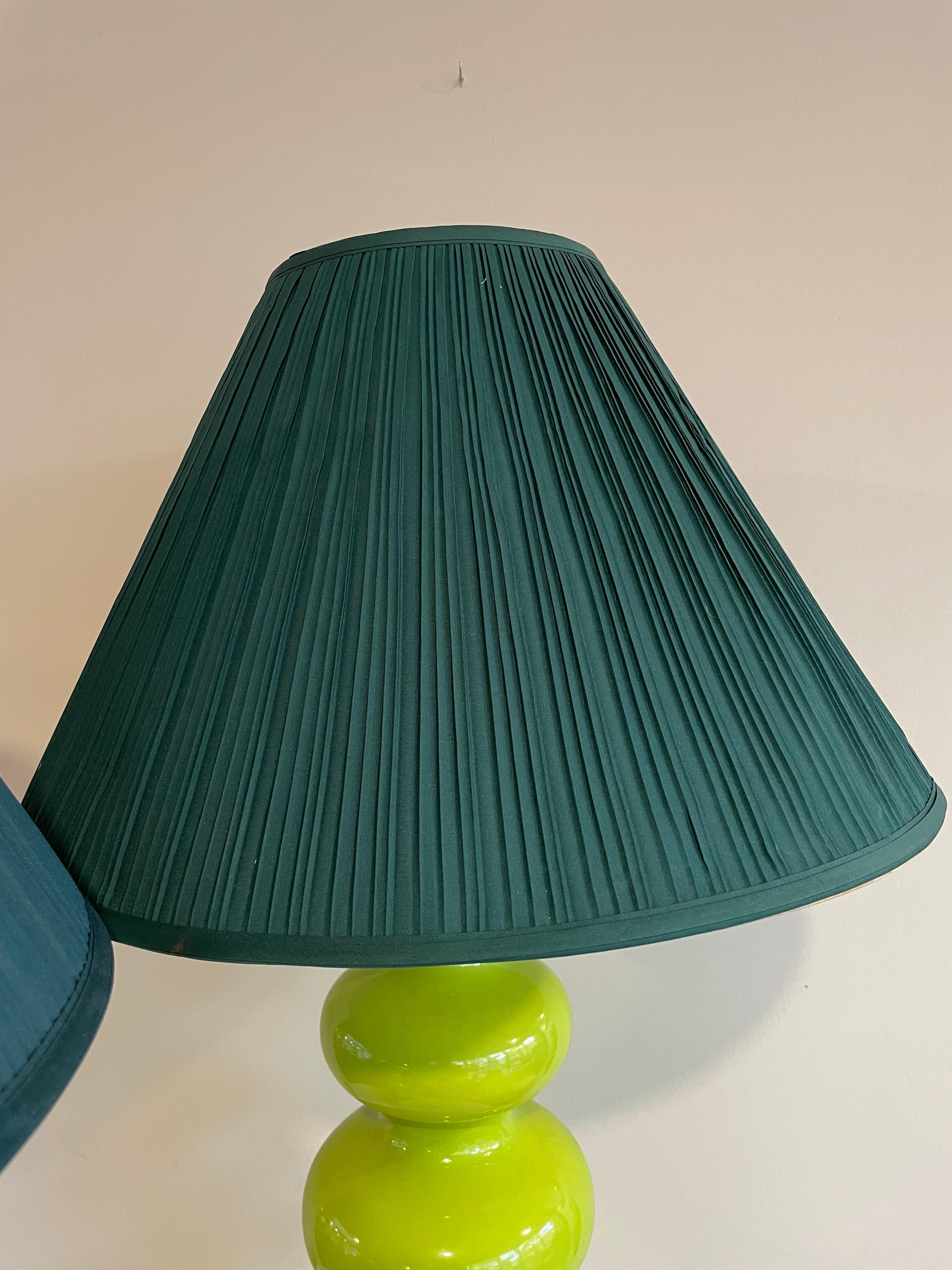 Vintage 1970s Lime Green Keramik Tischlampen (Ende des 20. Jahrhunderts)