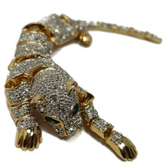 Vintage 1970s Long Flexible Dangling Panther Brooch