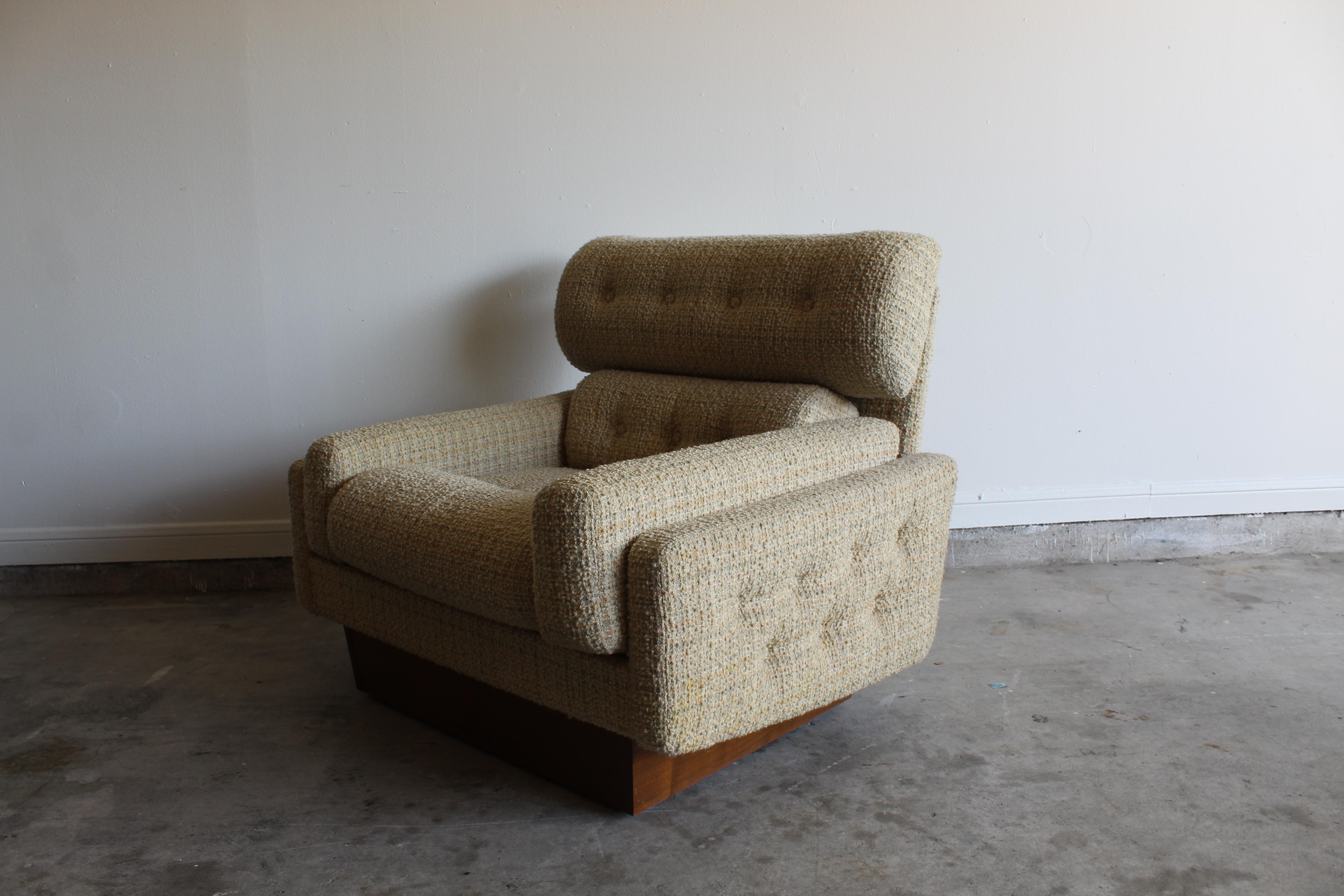 Late 20th Century Vintage 1970s Lounge Chair with Plinth Base For Sale