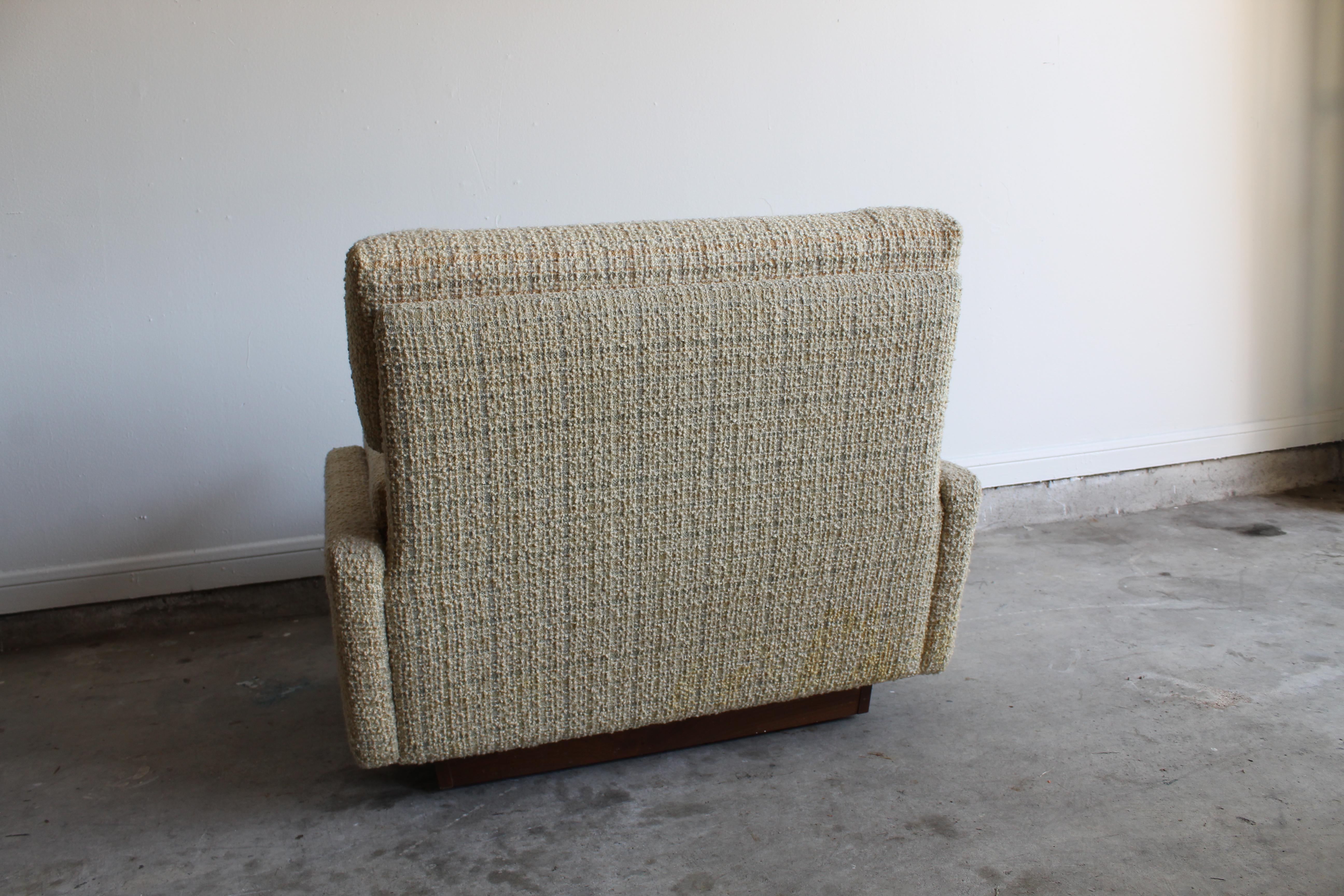 Fabric Vintage 1970s Lounge Chair with Plinth Base For Sale