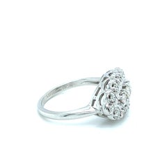Vintage 1970s Loveland Diamond Cluster Ring in 14k White Gold