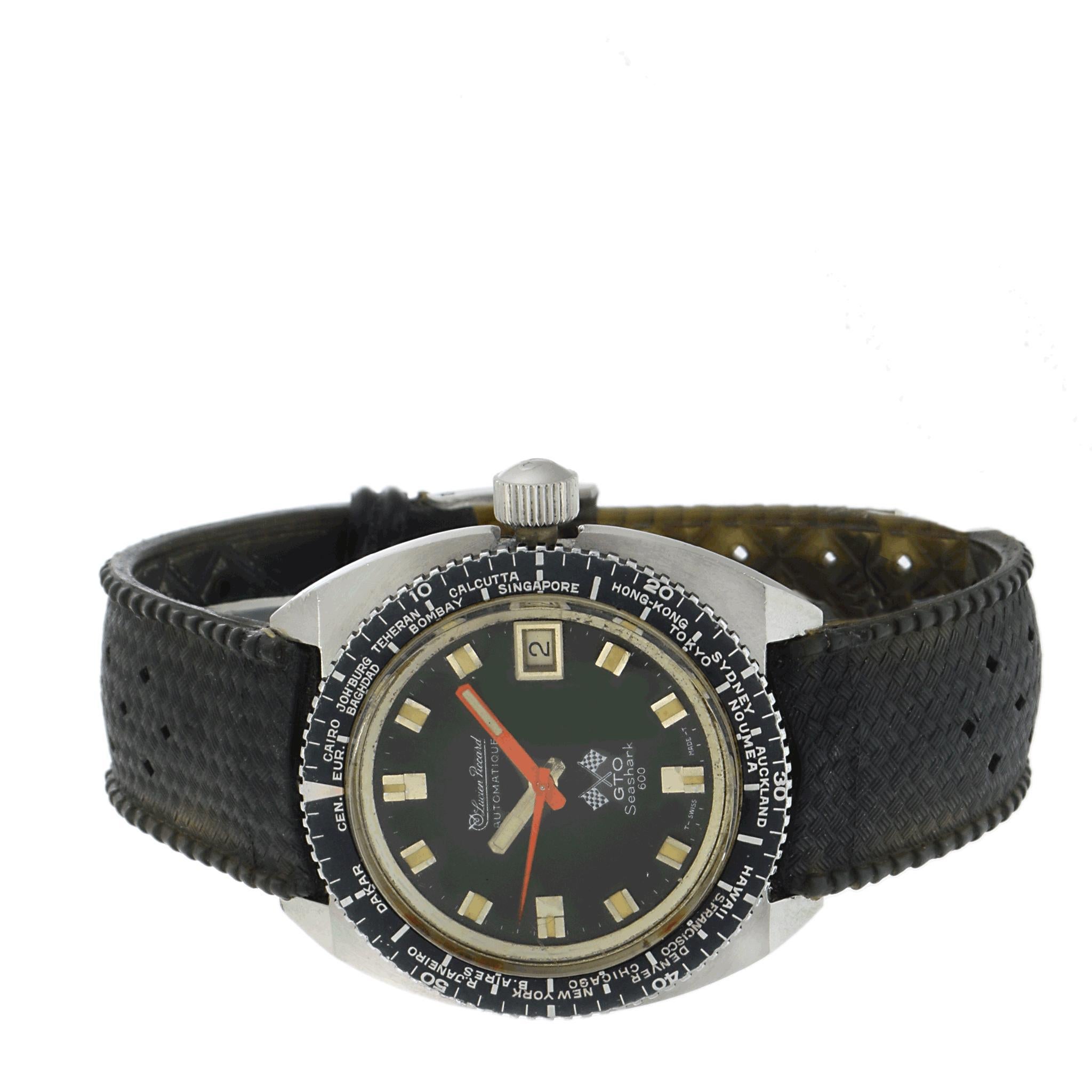 Women's or Men's Vintage 1970s Lucien Piccard GTO Seashark 600 Automatic For Sale