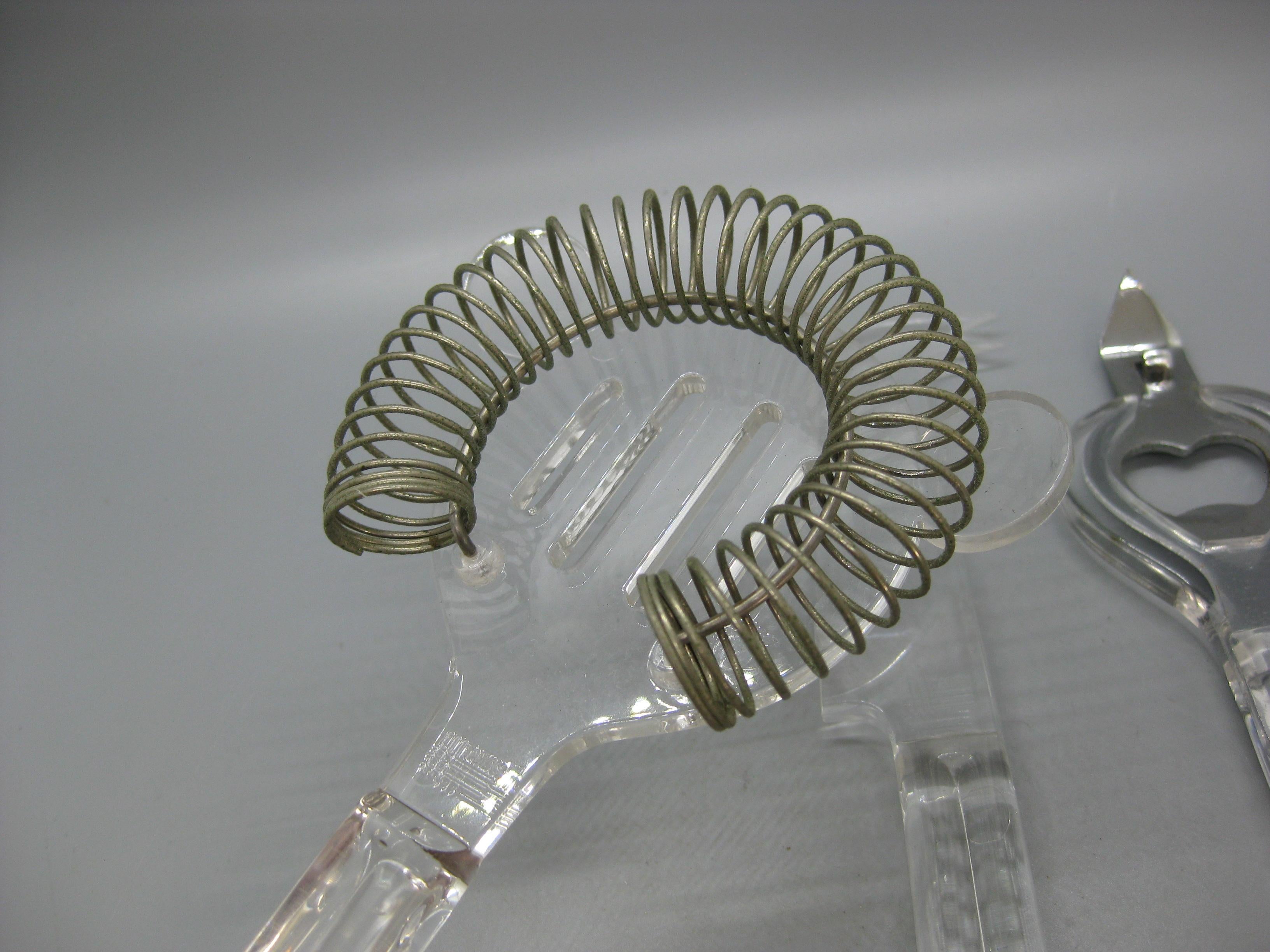 Vintage 1970's Lucite Acrylic Bar Tool Set Barware Serving Pieces w/Caddy For Sale 5