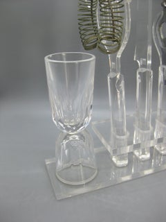 Vintage 1970's Lucite Acrylic Bar Tool Set Barware Serving Pieces w/Caddy