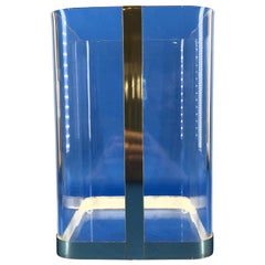 Vintage 1970s Lucite and Brass Paper Waste Basket