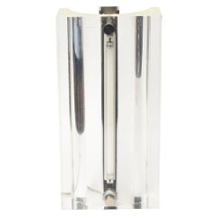 Vintage 1970's Lucite and Chrome Column Table Lamp, Modern Design