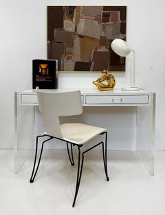 Scrivania a 2 cassetti in lucite e laminato vintage degli anni '70