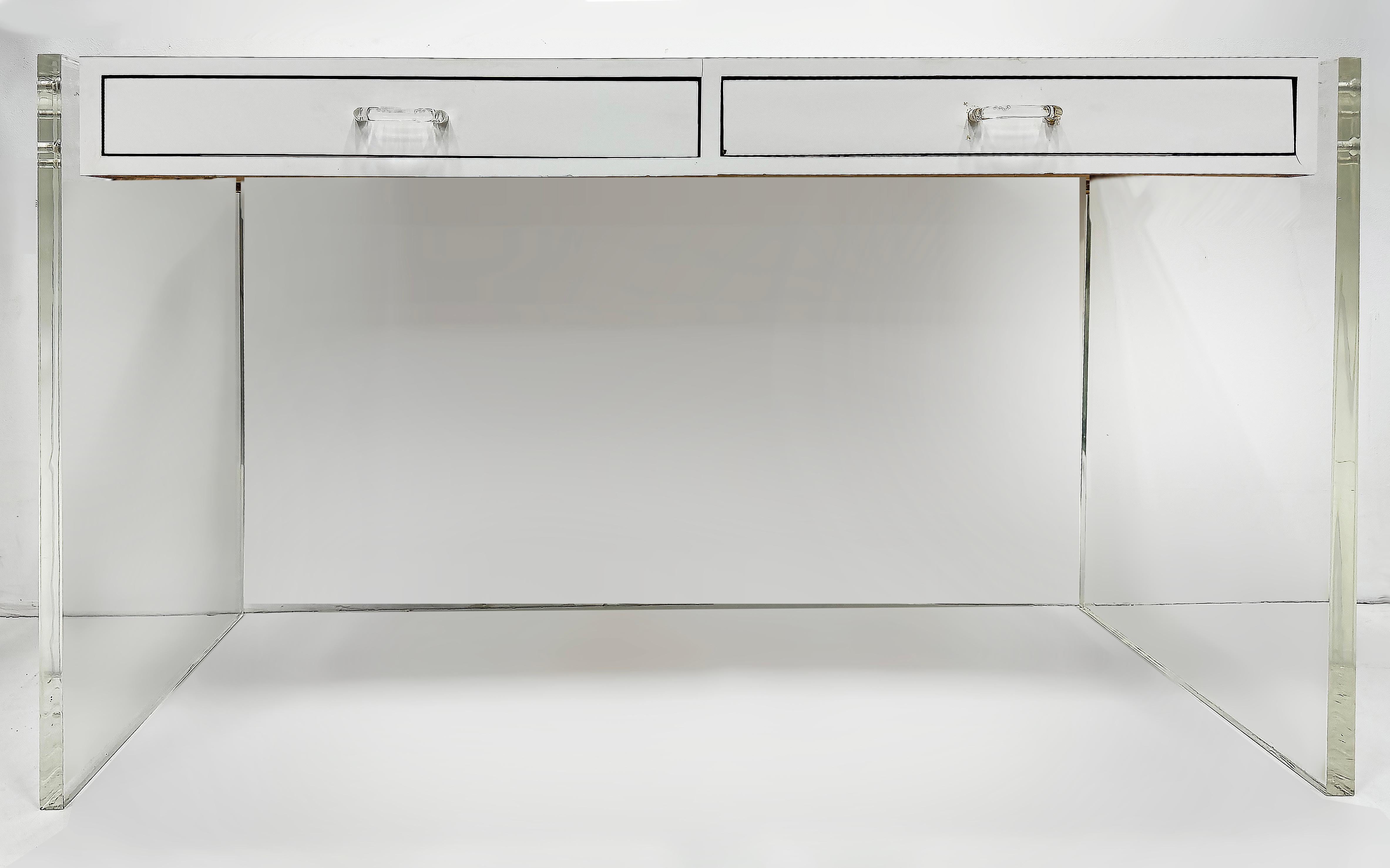 Vintage 1970s Lucite und Laminat 2-Schublade-Schreibtisch im Zustand „Gut“ im Angebot in Miami, FL