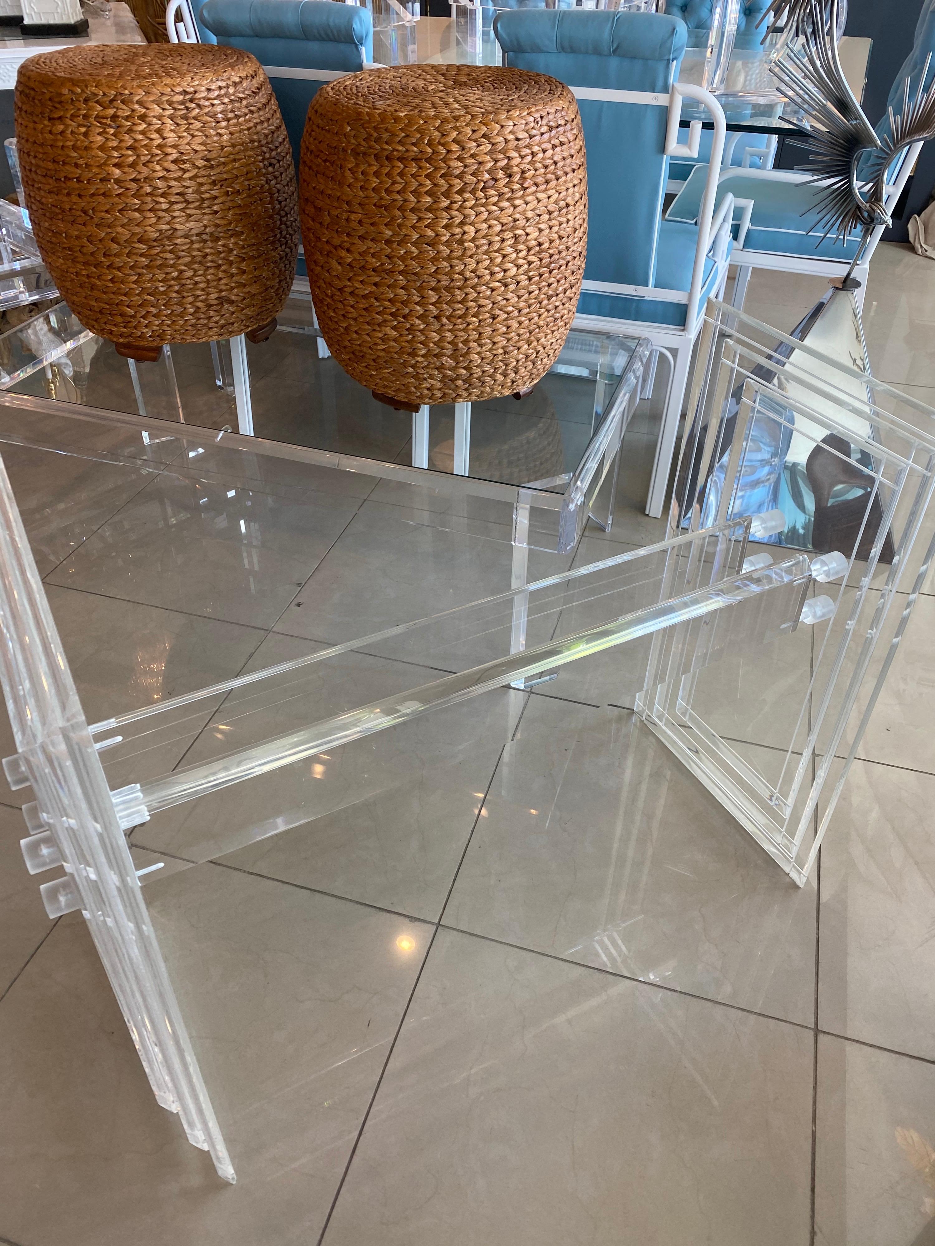 Vintage 1970s Lucite Dining Table or Desk Base In Good Condition In West Palm Beach, FL