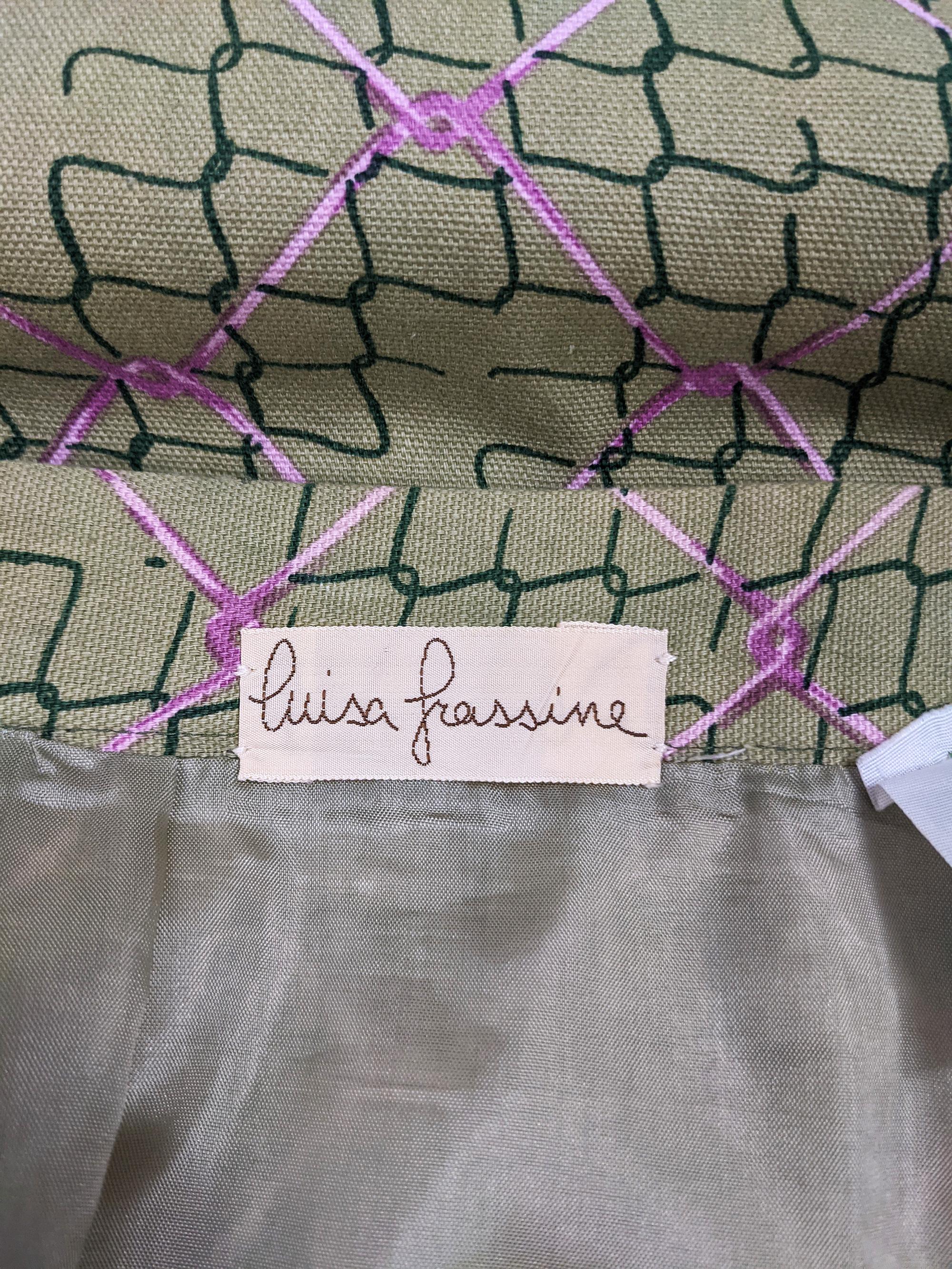 Women's Vintage 1970s Luisa Frassine Ken Scott 'Falconetto'  Fabric Green Cotton Skirt For Sale