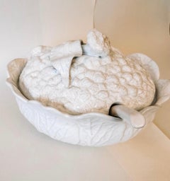 Vintage 1970s Made in Portugal Cauliflower Vegetable Soup Tureen With Ladle