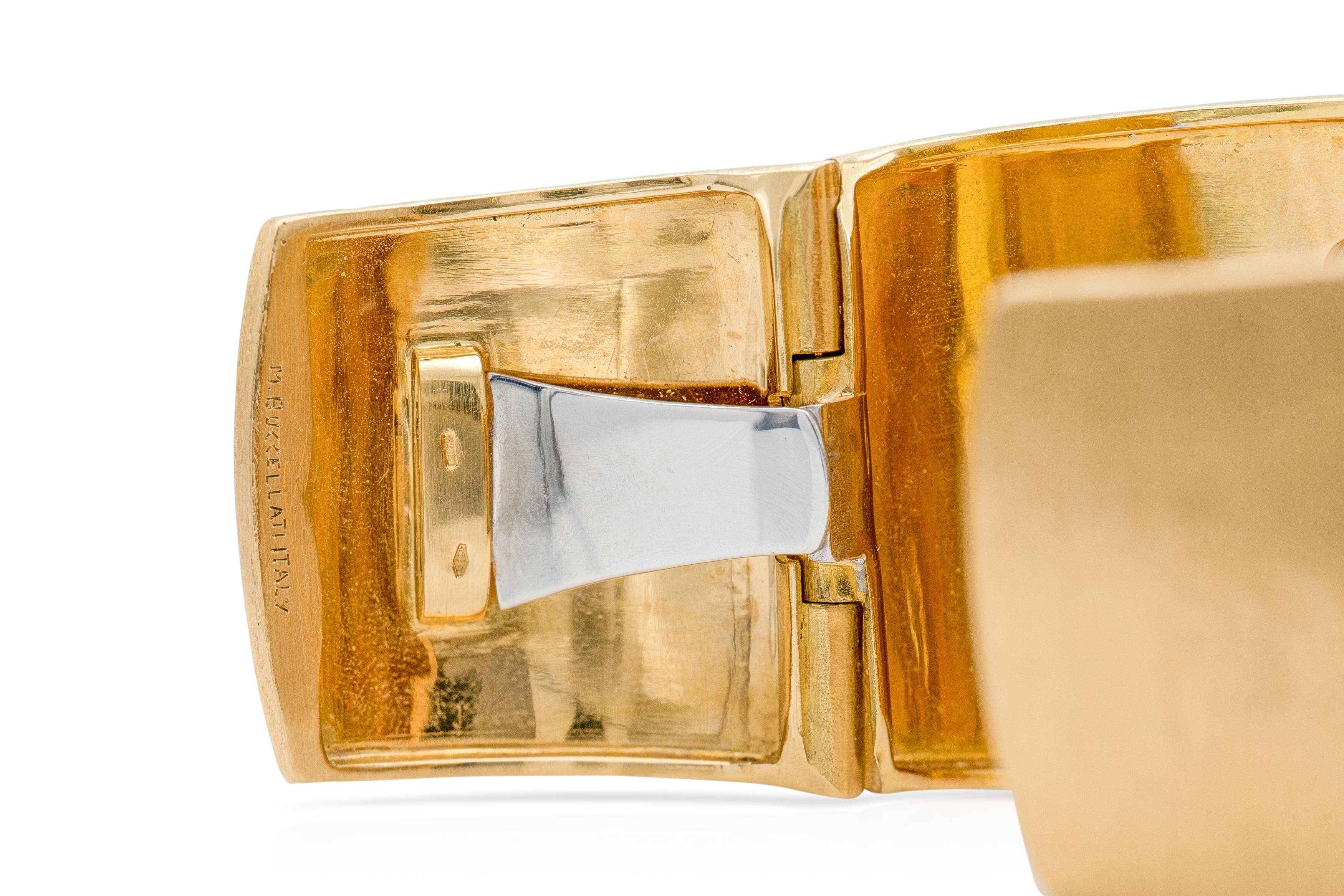 Women's Vintage 1970s Mario Buccellati Macri Gold and Diamond Wide Cuff Bracelet