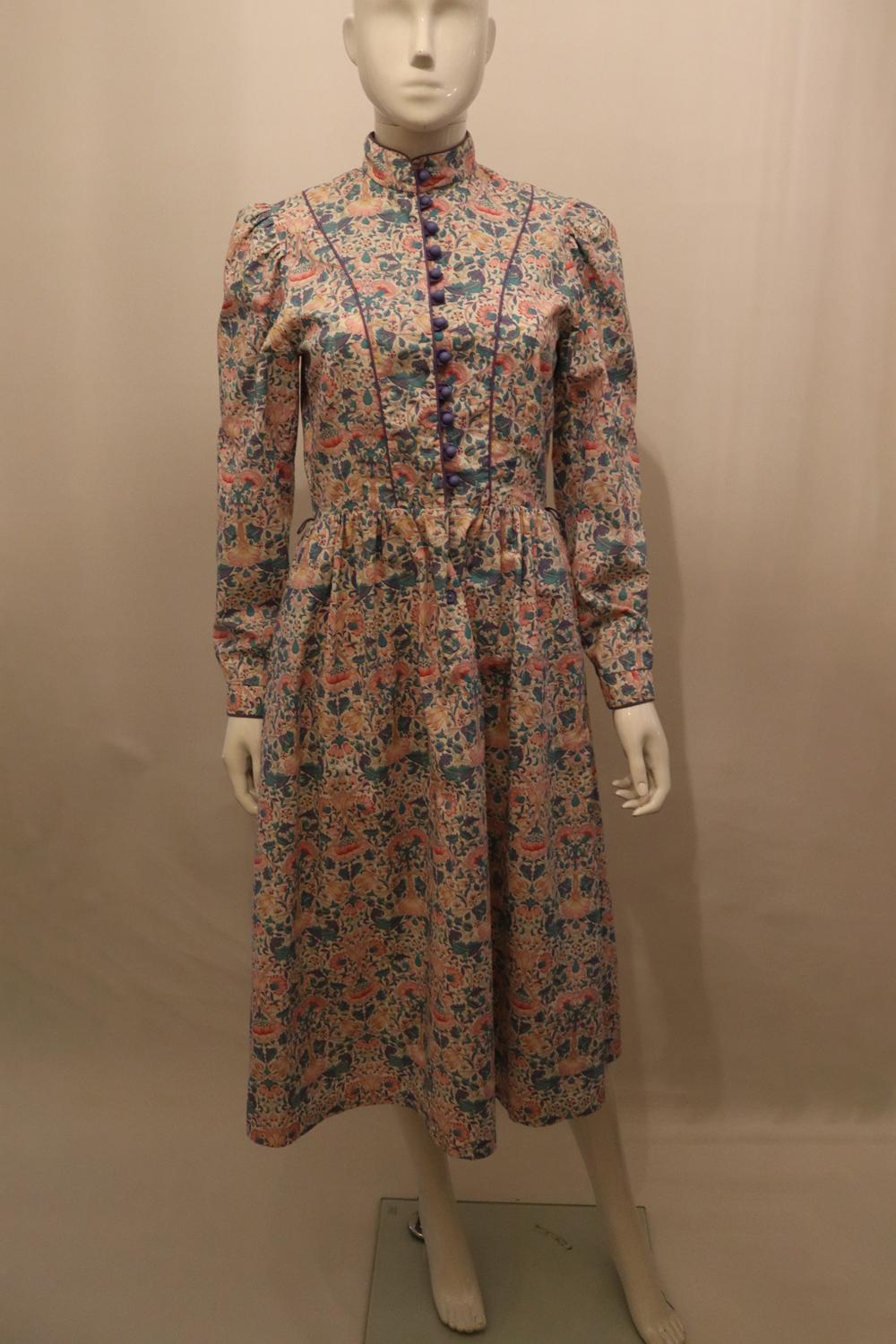 Brown Vintage 1970s Marion Donaldson Floral Dress For Sale