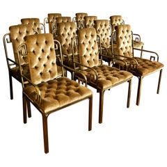 Vintage 1970s Mastercraft Brass Greek Key Hollywood Regency 12 Set Dining Chairs