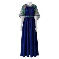 Vintage 1970’s Maxi dress with ruched front bodice snd floral print detail