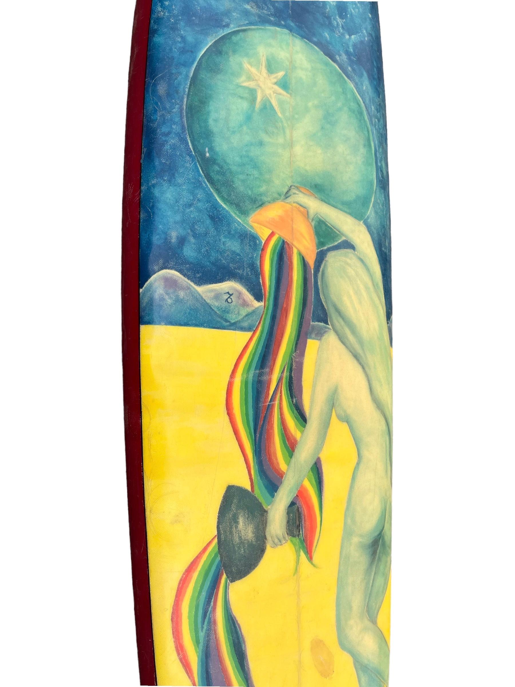American Vintage 1970s McLeod La Jolla Windansea Artwork Surfboard For Sale