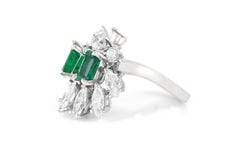 Vintage 1970s Meister Emerald and Diamond Ring
