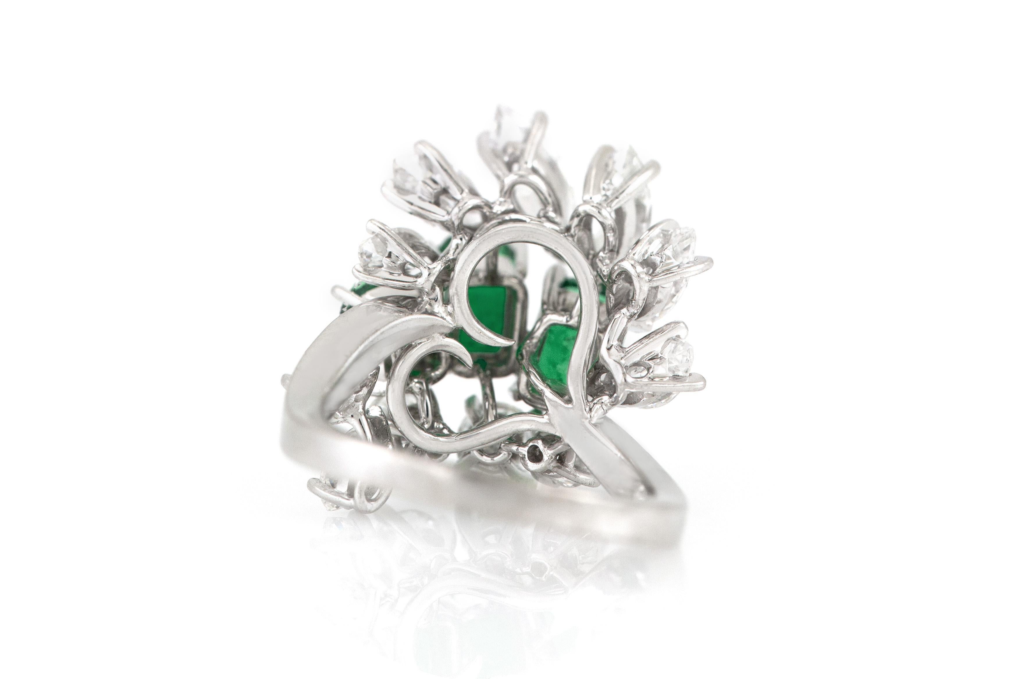 Vintage 1970er Meister-Ring mit Smaragd und Diamant (Smaragdschliff) im Angebot