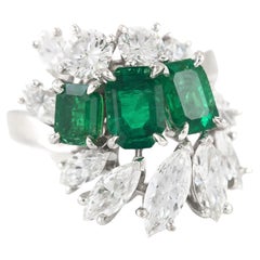 Vintage 1970s Meister Emerald and Diamond Ring