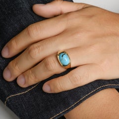 Vintage 1970s Men's Turquoise & 14k Gold Ring