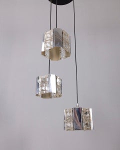 Vintage 1970s metal and crystal pendant lamp, designed by Kinkeldey