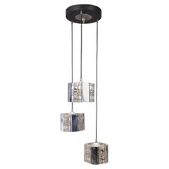 Vintage 1970s metal and crystal pendant lamp, designed by Kinkeldey