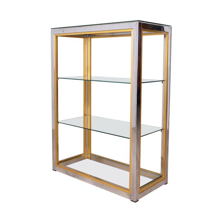 ヴィンテージ glass shelf Vintage 1970s metal and glass shelving unit, designed by Renato