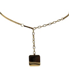 Vintage 1970s Metal Belt Chain Square Dangle