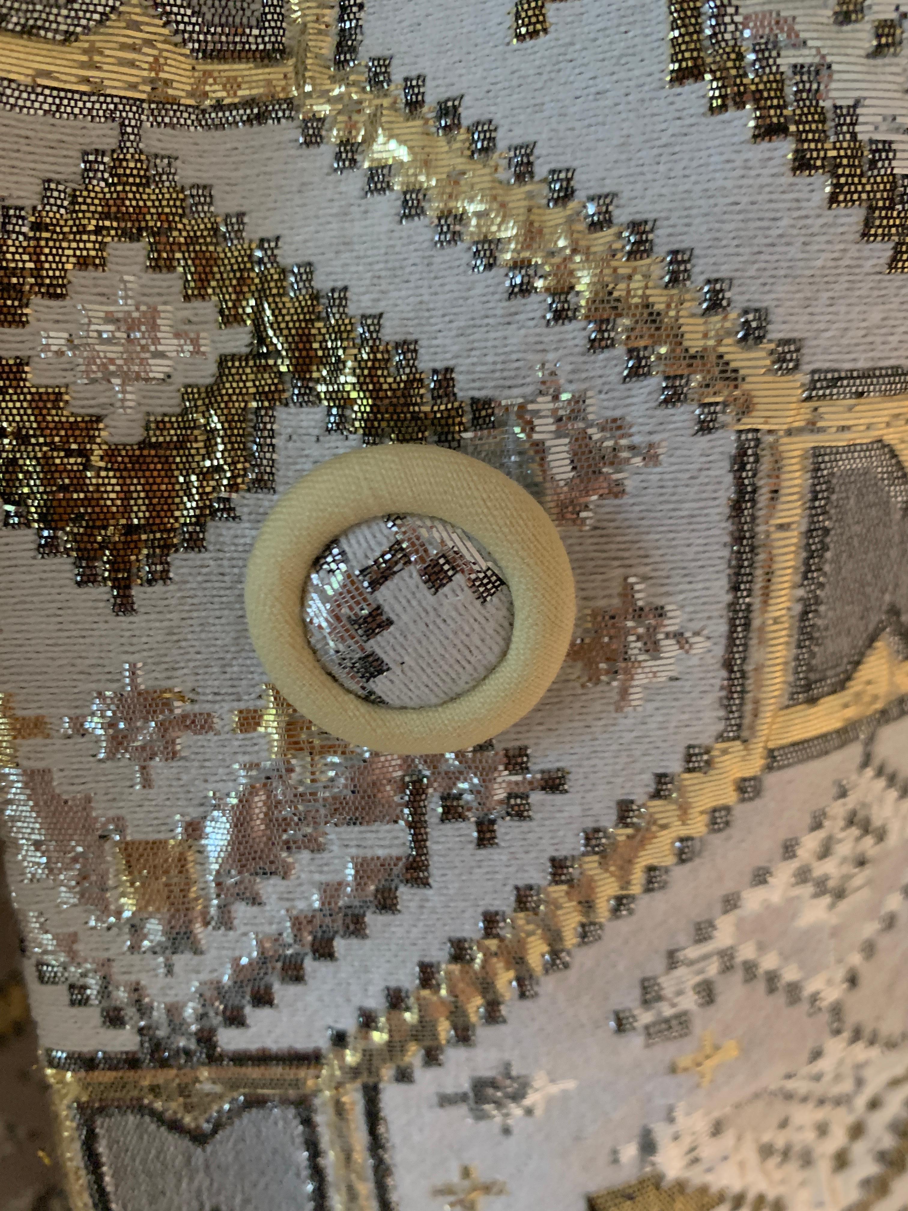 Vintage 1970s Metallic Silver Gold and White Brocade Coat and Dress Set For Sale 3