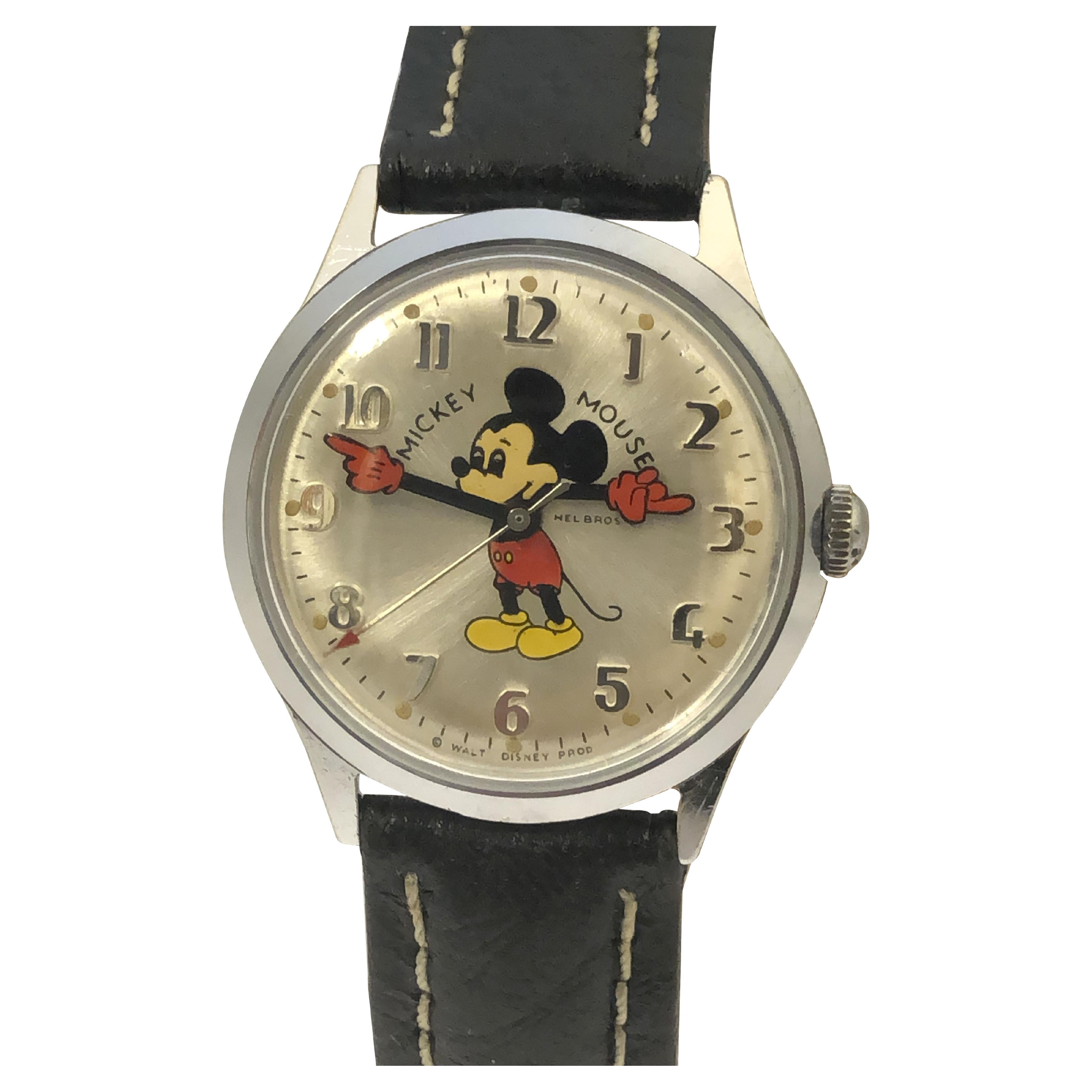 Vintage 1970s Mickey Mouse mechanical Wrist Watch For Sale